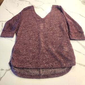 Sheer 3/4 Sleeve Sweater with Crossed Back Detail